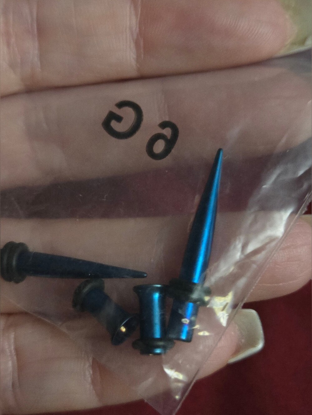 Blue Metal Ear Stretching Taper and Plug Set